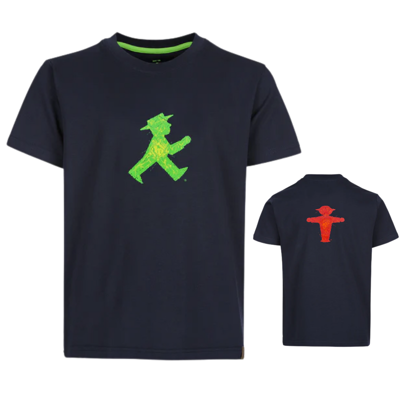 Schwarzes Bio-Baumwollshirt für Kinder mit Ampelmann vorne und hinten - bequemer Schnitt