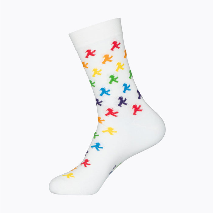 Weiße Socken mit Regenbogen-Ampelmänner - mit hautfreundlicher Bio-Baumwolle - Unisex