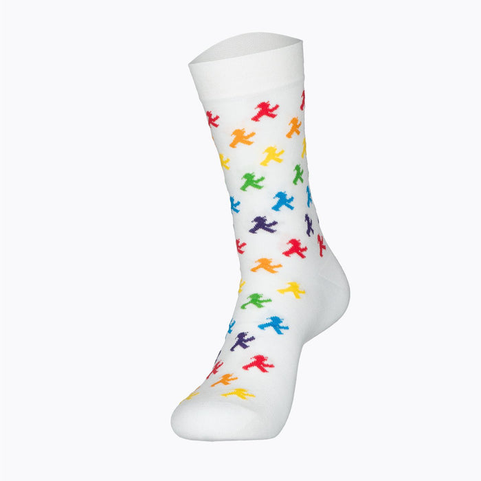 Weiße Socken mit Regenbogen-Ampelmänner - mit hautfreundlicher Bio-Baumwolle - Unisex