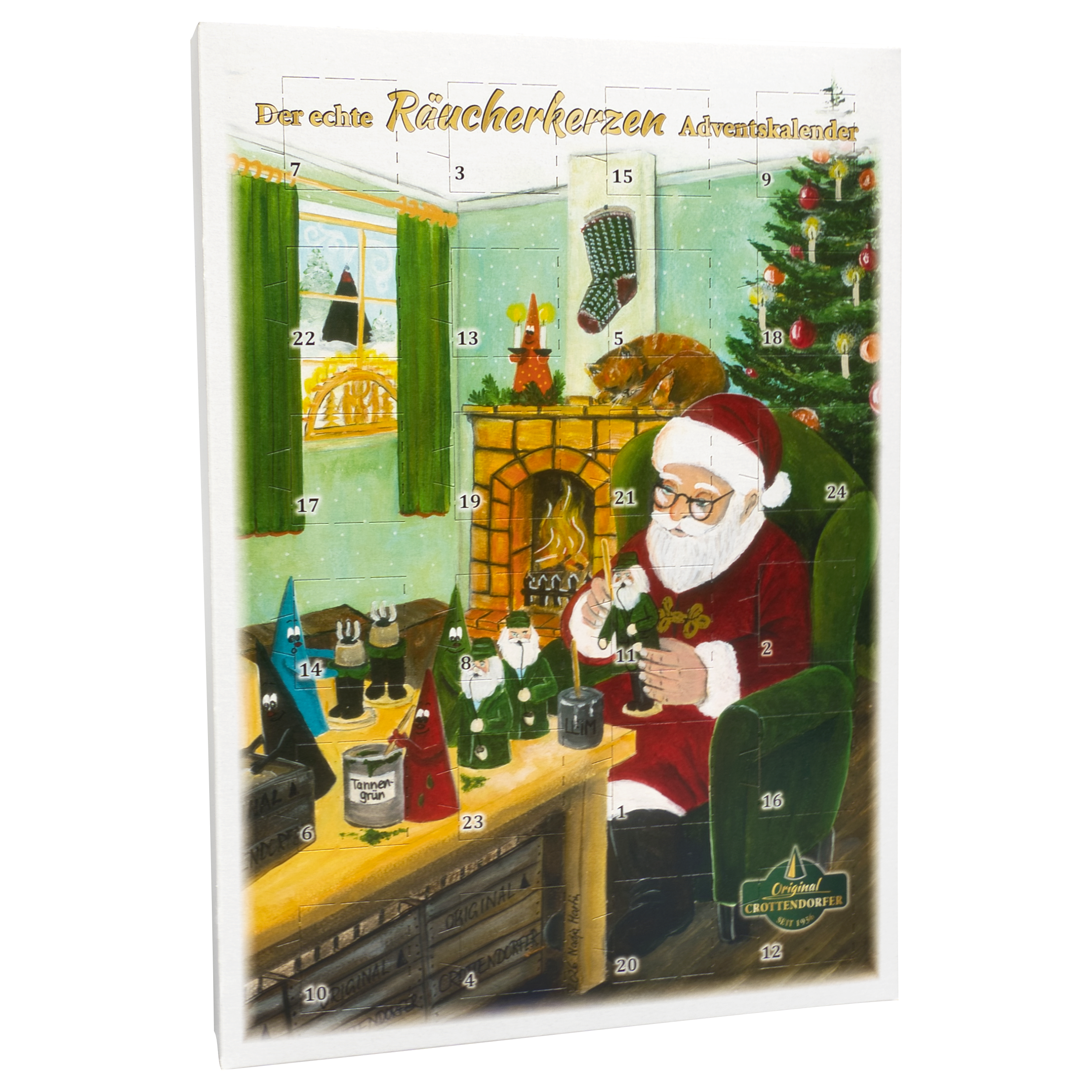 Original Crottendorfer Räucherkerzen Adventskalender 2026 – 24 verschiedene Düfte, 24 Stück - hochkant.