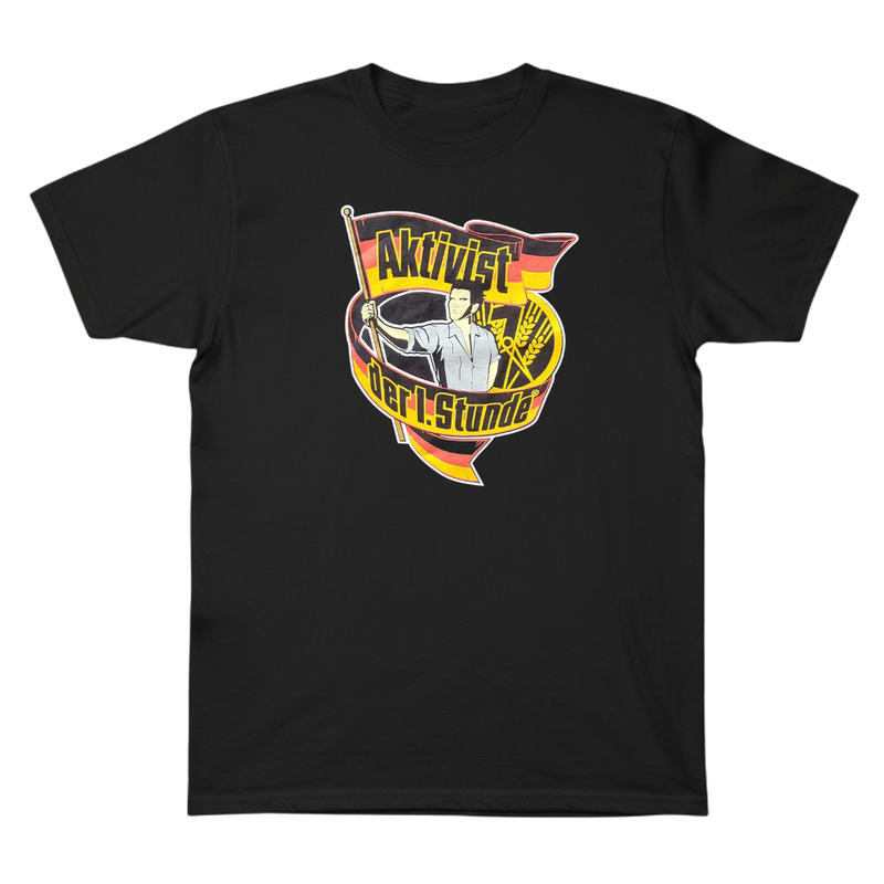 T-Shirt "Aktivist der 1. Stunde" schwarz - 100% Baumwolle - Unisex - gerader Schnitt