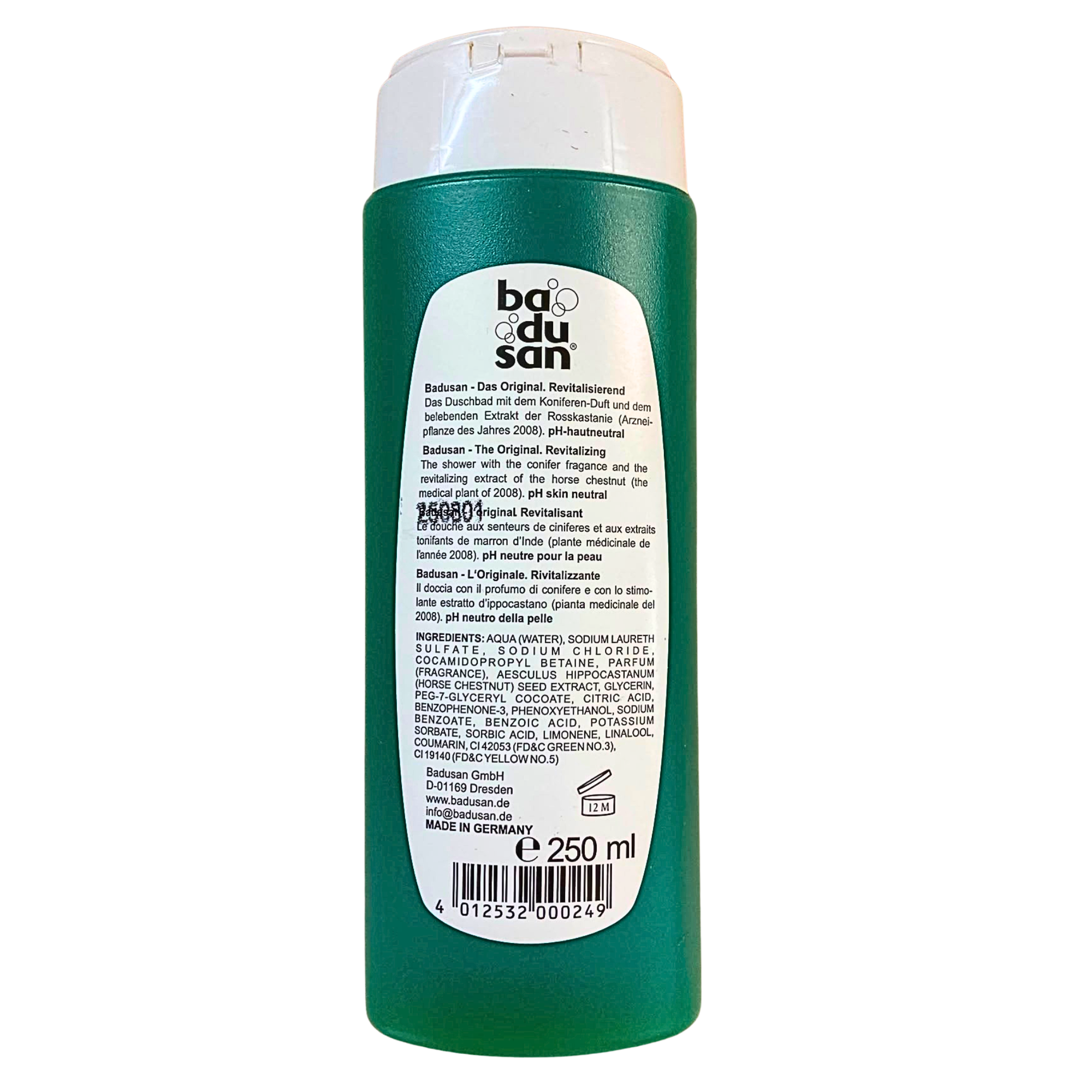 Badusan Duschbad Das Original – revitalisierend mit Koniferenduft & Rosskastanie 250 ml