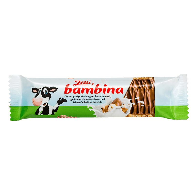 Zetti Bambina Riegel Vollmilchschokolade mit Haselnusssplitter und feines Butterkaramell, 45g