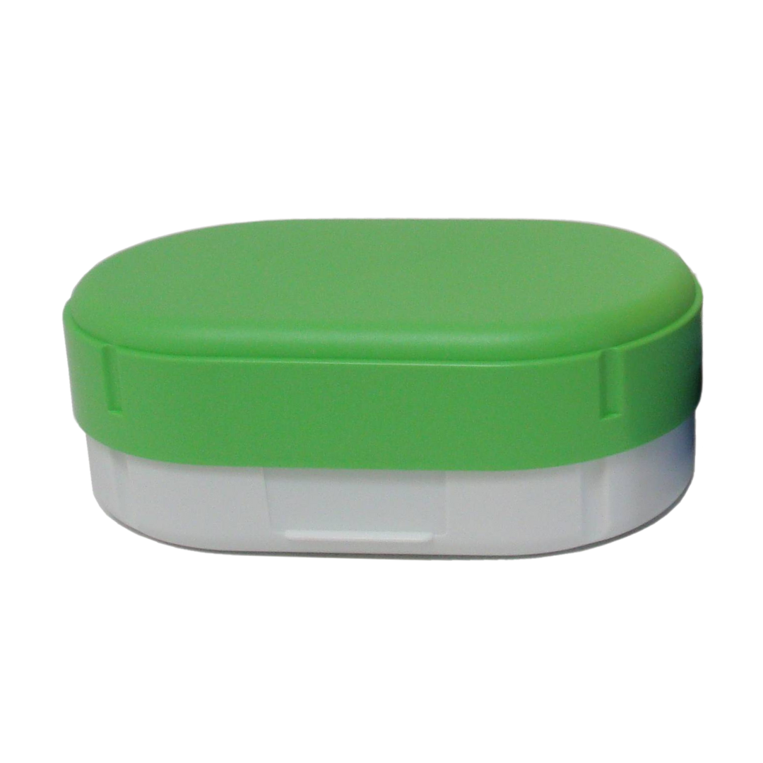 Sonja Plastic Brotdose grün-weiße oval und höhenverstellbar - flexibel einsetzbar  18 x 11 cm