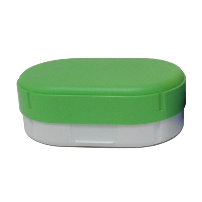 Sonja Plastic Brotdose grün-weiße oval und höhenverstellbar - flexibel einsetzbar  18 x 11 cm