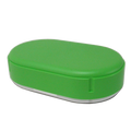 Sonja Plastic Brotdose grün-weiße oval und höhenverstellbar - flexibel einsetzbar  18 x 11 cm