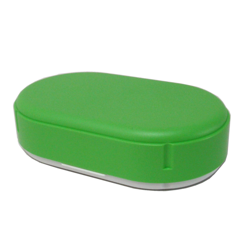 Sonja Plastic Brotdose grün-weiße oval und höhenverstellbar - flexibel einsetzbar  18 x 11 cm
