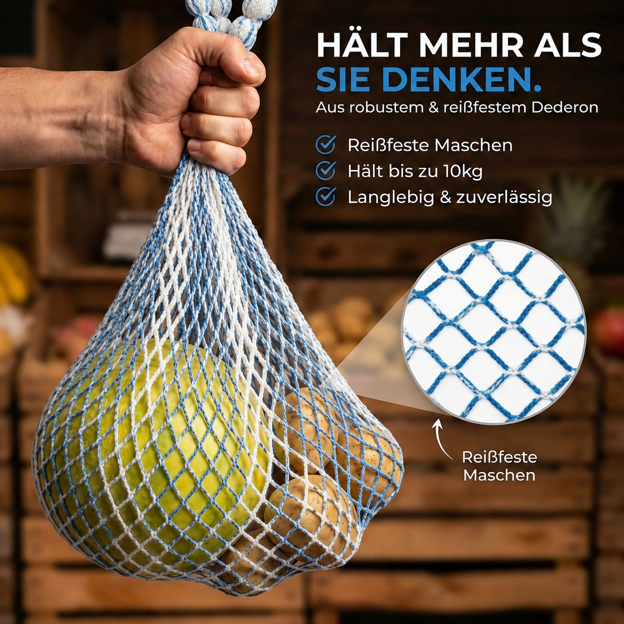 DDR Mininetz Dederon blau weiss