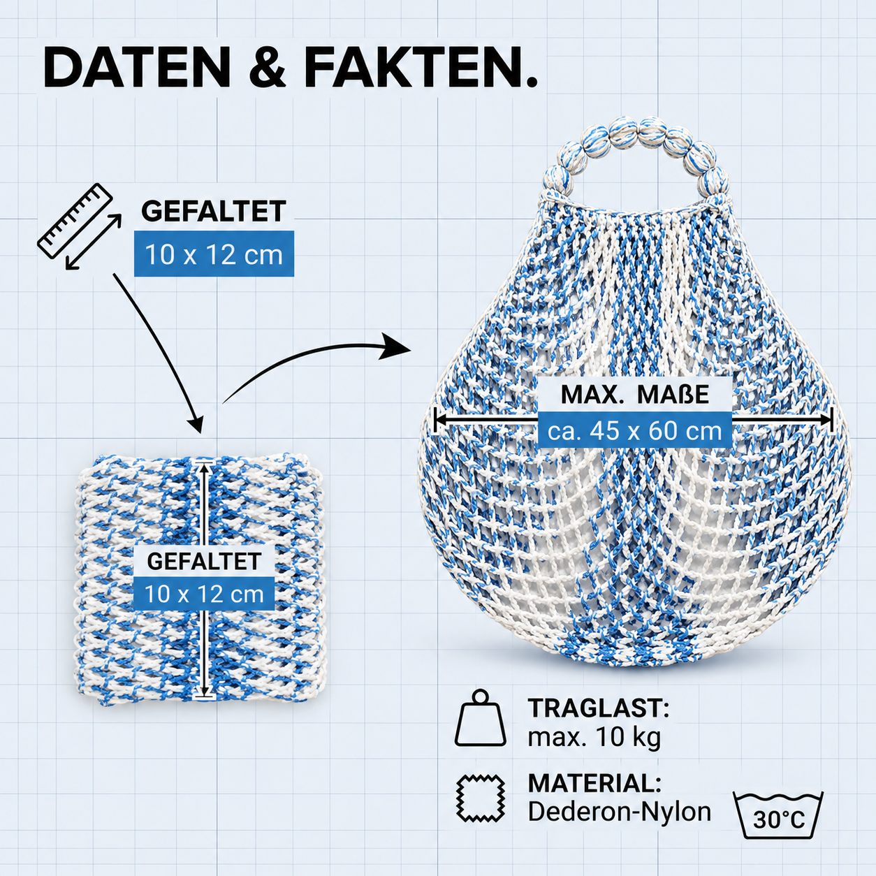 DDR Mininetz Dederon blau weiss