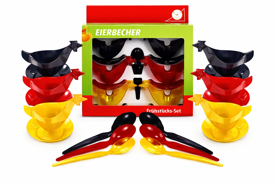 Eierbecher Frühstücks-Set - schwarz-rot-gold