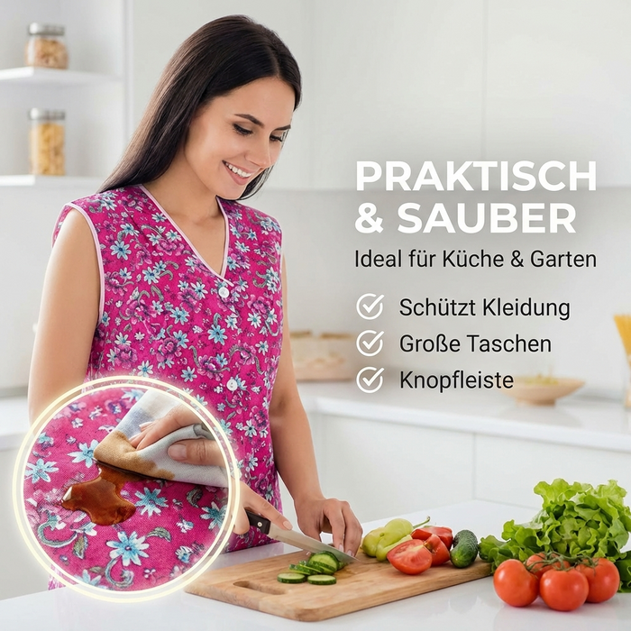 Dederon Kittel-Schürze in rosa - locker-leichter Schnitt - tolles Muster und leuchtende Farben