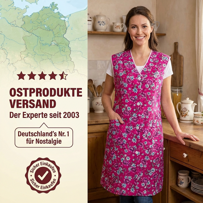 Dederon Kittel-Schürze in rosa - locker-leichter Schnitt - tolles Muster und leuchtende Farben
