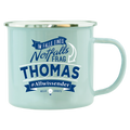 Emaille Becher / Tasse Thomas Im Falle eines Notfalls - Allwissender.