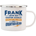 Emaille Becher / Tasse Frank das Herz eines großartigen Helden