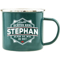 Emaille Becher / Tasse Stephan bleib wie du bist