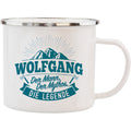 Emaille Becher / Tasse Wolfgang Der Mann, der Mythos, die Legende