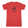 T-Shirt "Erich Honecker Konterfei" im leuchtenden Rot mit schwarzen Aufdruck – 100% Baumwolle – Unisex gerader Schnitt