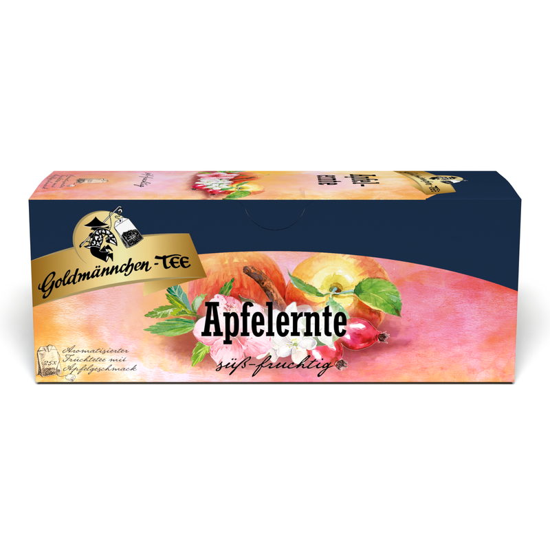 Goldmännchen Früchtetee „Apfelernte“ – aromatisch-fruchtiger Genuss heiß & kalt I 25 Teebeutel