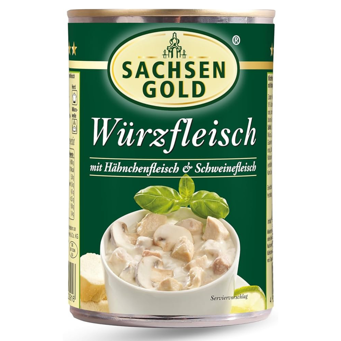 SachsenGold Würzfleisch in würziger, fein abgeschmeckter Sauce mit Hähnchen- & Schweinefleisch 400g