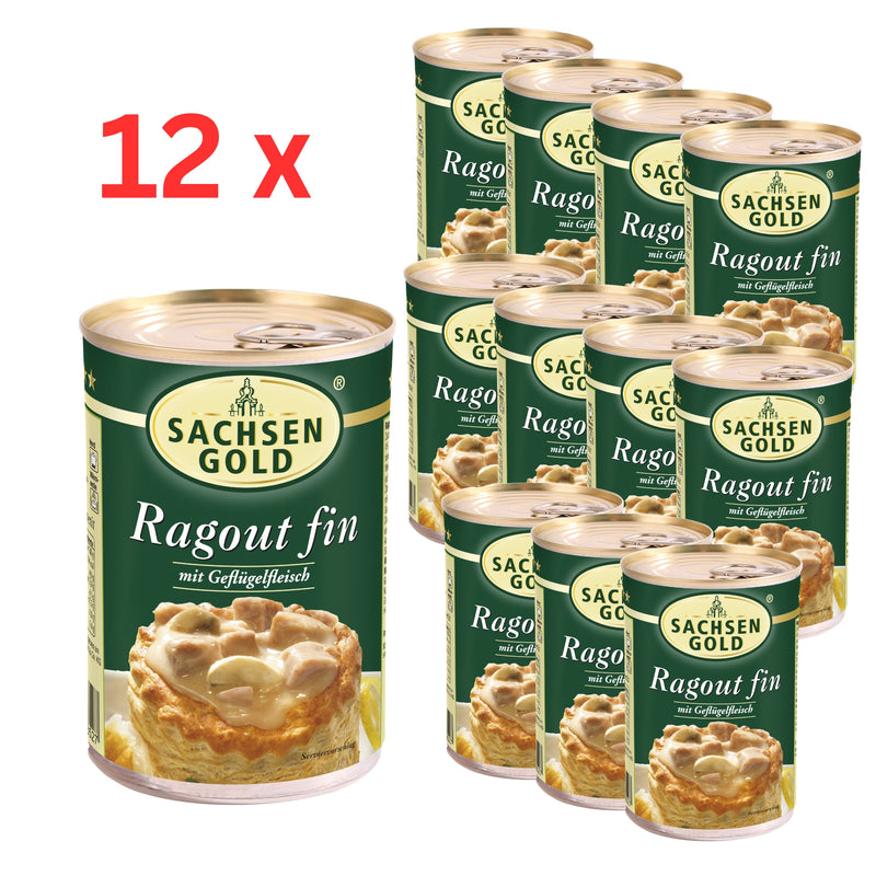 12x Sachsen Gold Ragout Fin à 400 g mit Geflügelfleisch in feiner, würziger Sauce - einfach erhitzen & essen - 4,8 kg