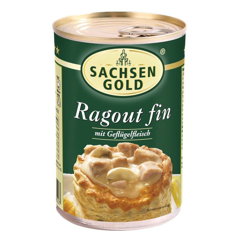 6x Sachsen Gold Ragout Fin à 400 g mit Geflügelfleisch in feiner, würziger Sauce - einfach erhitzen & essen - 2,4 kg