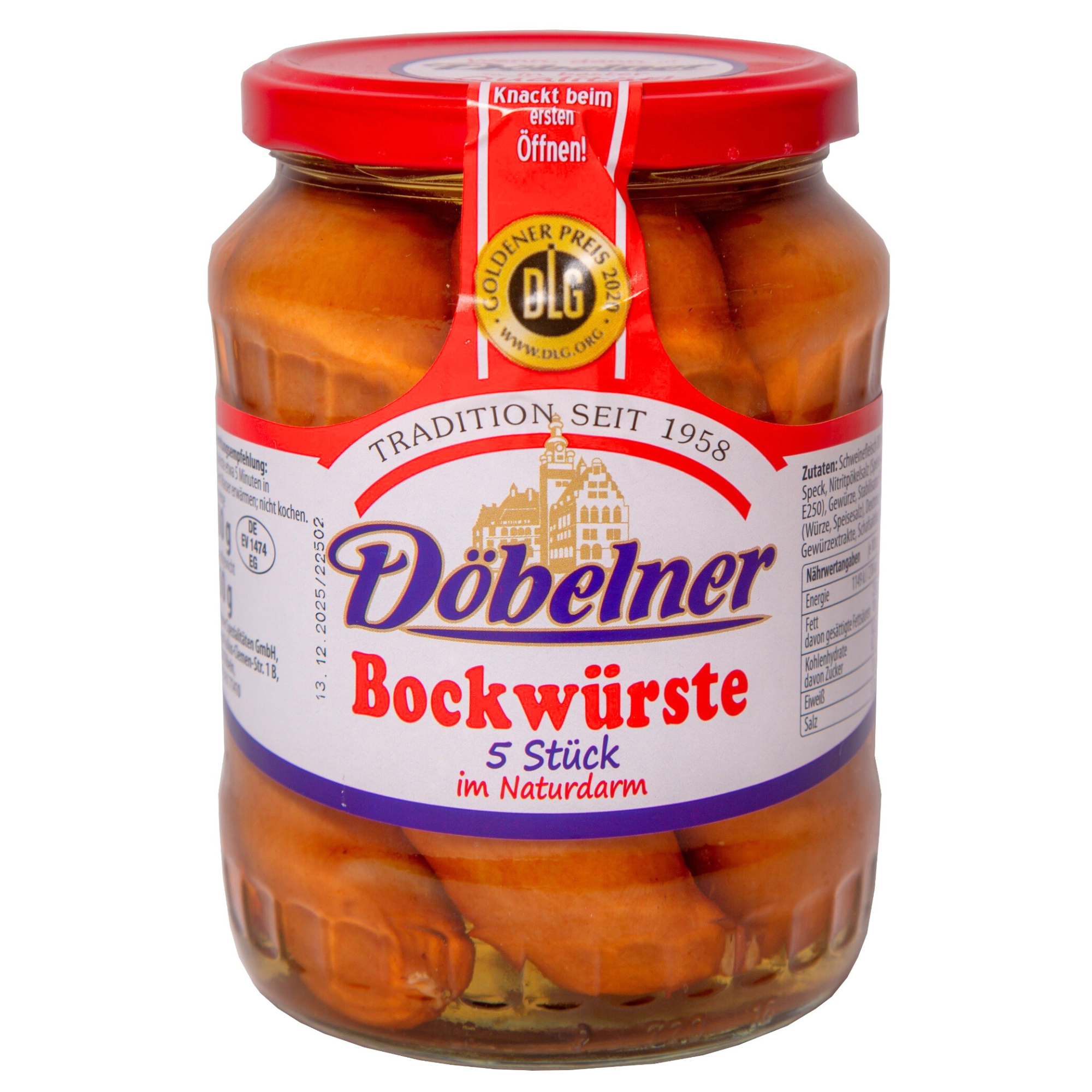 Döbelner Bockwürste im Naturdarm 5x80g – Knackig, geräuchert & traditionell in bester Qualität