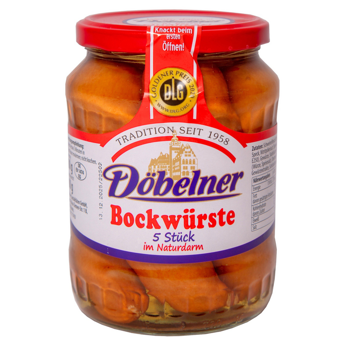 Döbelner Bockwürste im Naturdarm 5x80g – Knackig, geräuchert & traditionell in bester Qualität