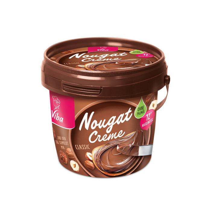 Viba Nougat Creme Classic – Palmölfrei mit extra Haselnuss-Power, 375 g