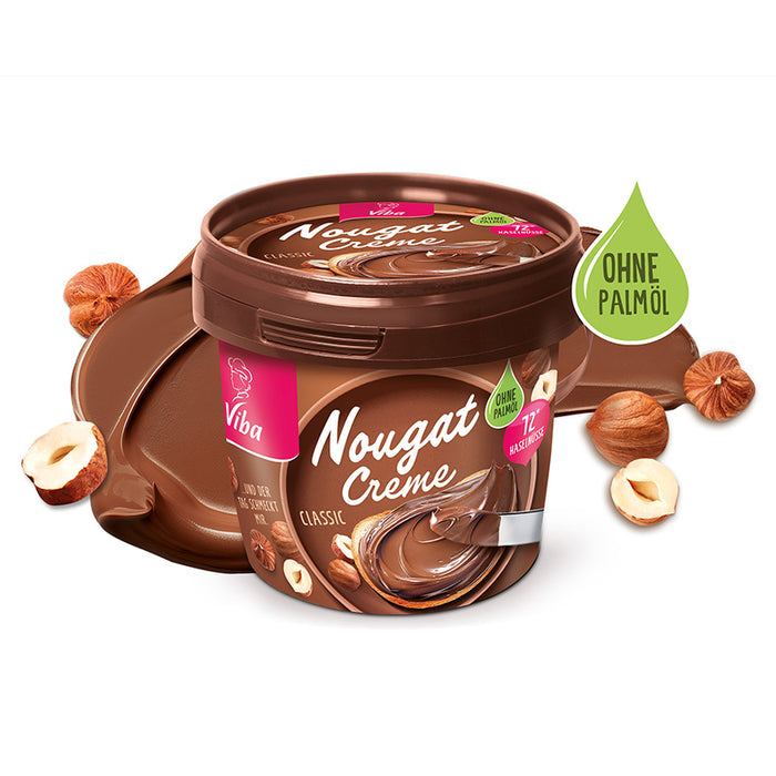 Viba Nougat Creme Classic – Palmölfrei mit extra Haselnuss-Power, 375 g