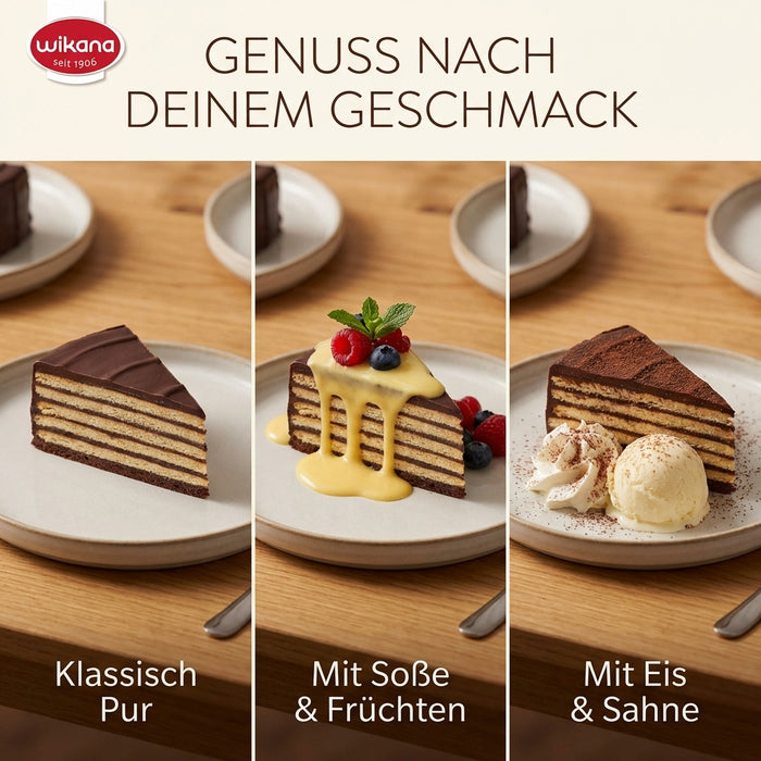 Wikana Kekstorte - Kalter Hund mit Hansa-Keksen Schicht für Schicht mit Schokolade, 500g