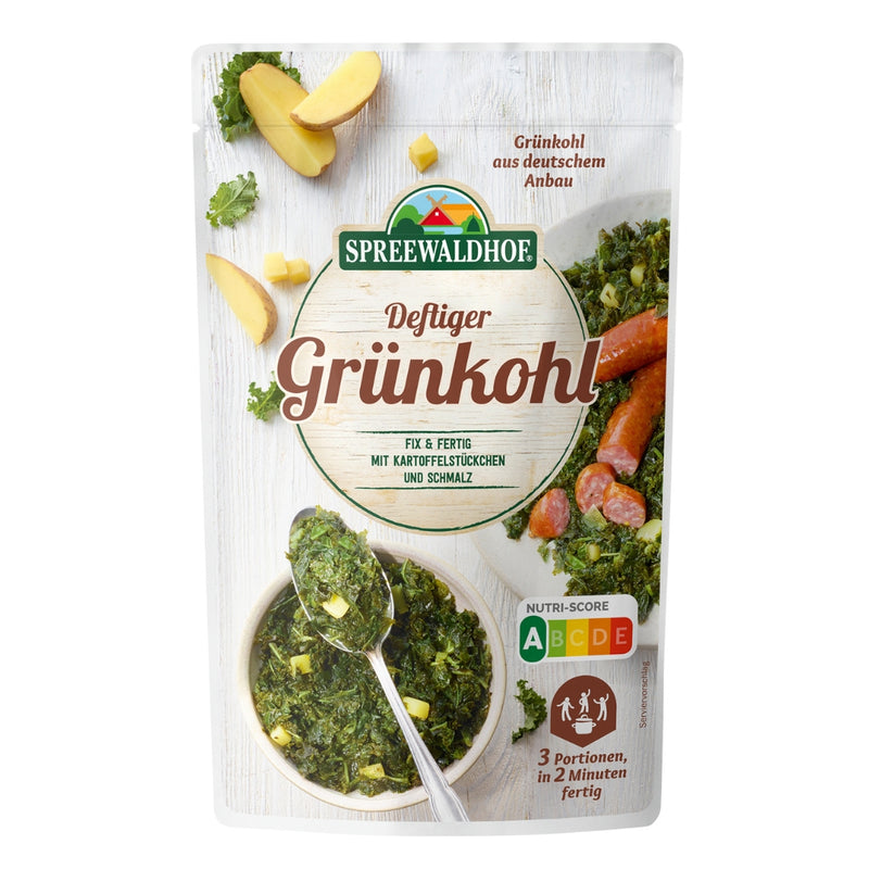 Spreewaldhof - deftiger Grünkohl 400g - gluten-& lactosefrei - mit Kartoffelstückchen und Schmalz - fix & fertig
