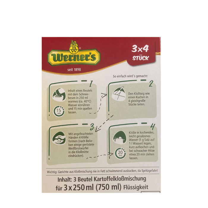 Werners Original Thüringer-Vogtländische Klöße – Gluten- und Lactosefrei - 12 Klöße