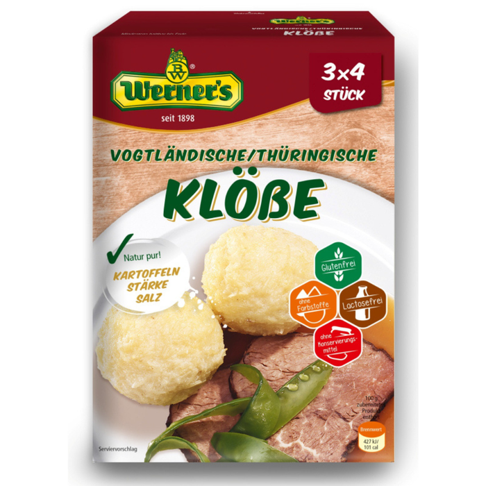 Werners Original Thüringer-Vogtländische Klöße – Gluten- und Lactosefrei - 12 Klöße