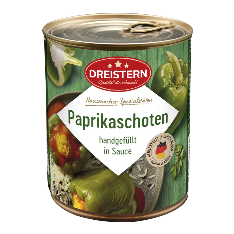 Dreistern 2 Paprikaschoten mit feiner Fleischfüllung 800g - handgefüllt in Sauce