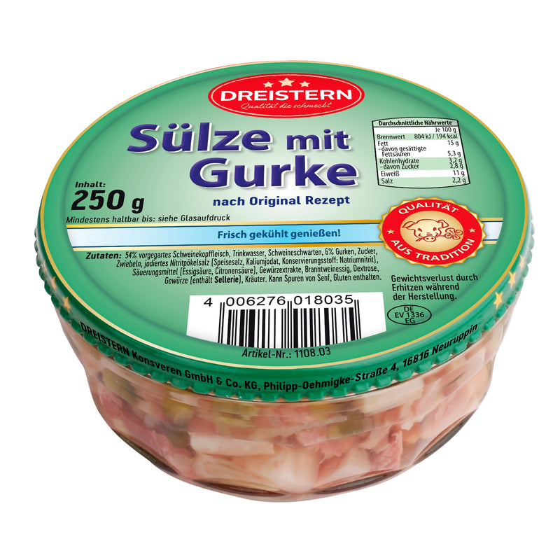 Dreistern Sülze mit Gurke im Glas 250g