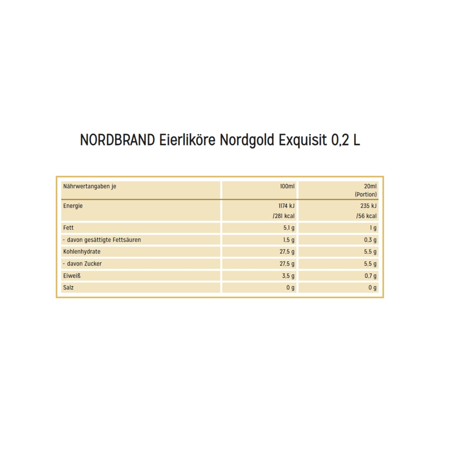 Nordgold Exquisit Eierlikör, 0,2 l