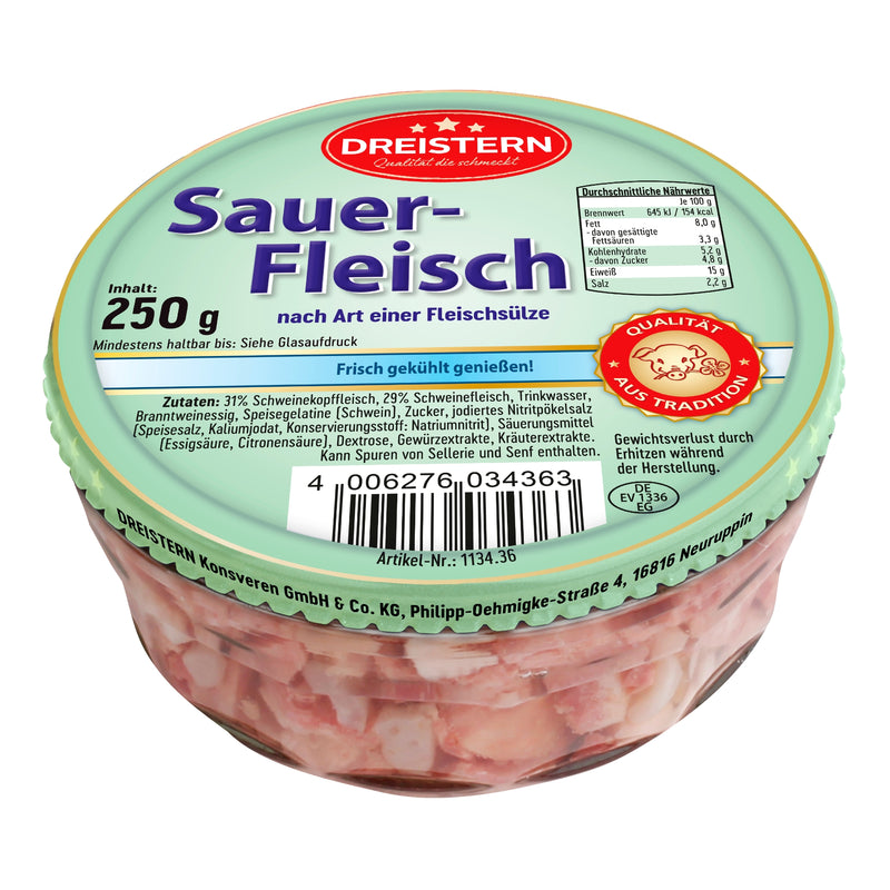 Dreistern Sauerfleisch nach Art einer Fleischsülze - frisch gekühlt sofort genießen - 250g