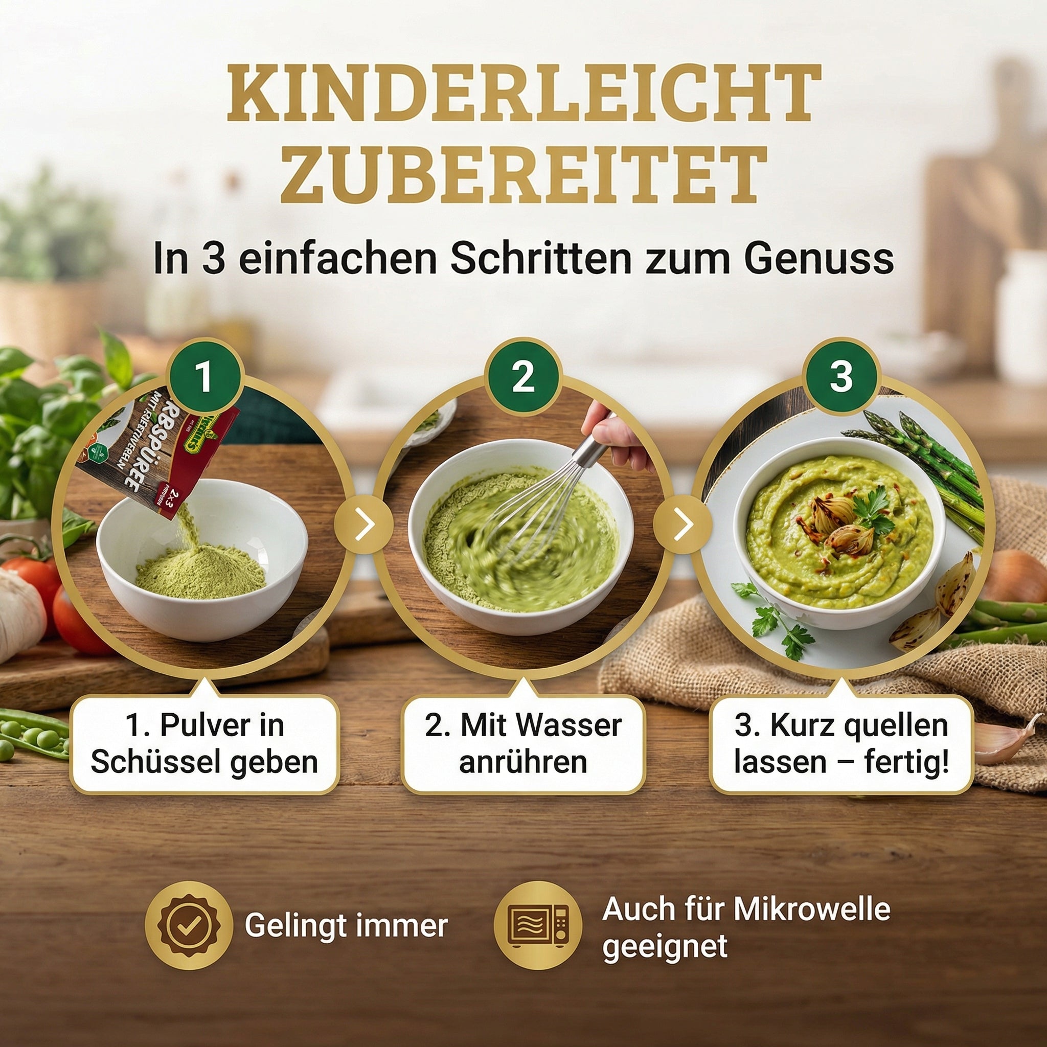 Werners Erbspüree mit Röstzwiebeln – 2×3 Portionen, glutenfrei, lactosefrei, ohne Farbstoffe & ohne zugesetzte Aromen