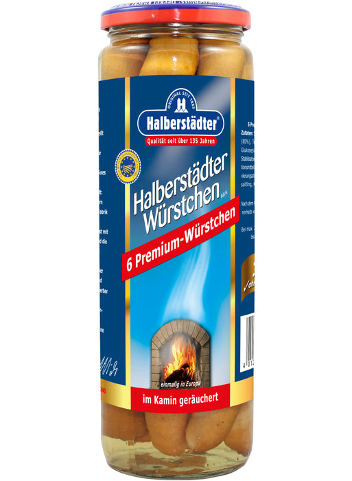 Halberstädter Premium-Würstchen im Glas 300g (6 x 50g) – im Kamin geräuchert einmalig in Europa