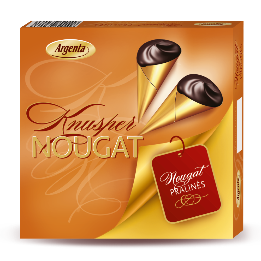 Argenta Knusper-Nougattüten – Sahne-Nougat mit Krokant & Zartbitter-Häubchen, 100 g