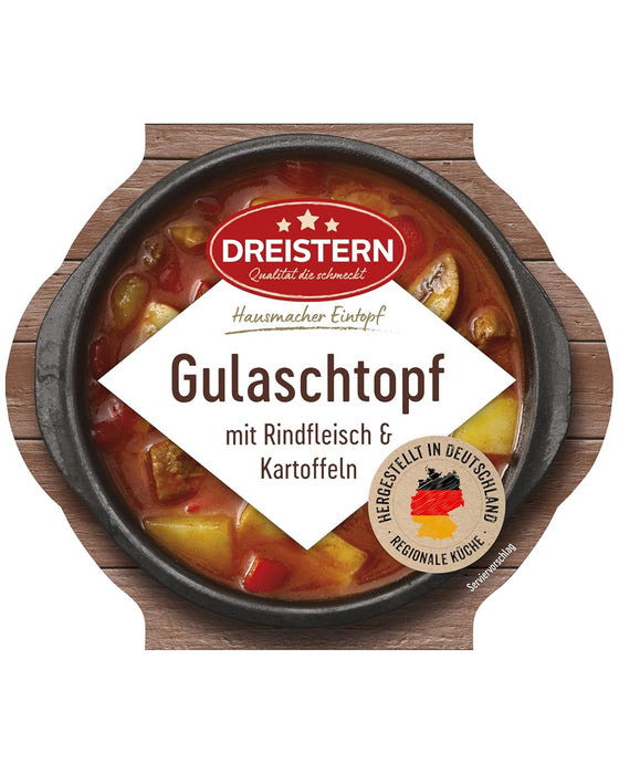 Dreistern Gulaschtopf 400g – Herzhaftes Fertiggericht mit Rindfleisch & Kartoffeln in würziger Sauce – Hausmacher Qualität, lange haltbar & schnell zubereitet