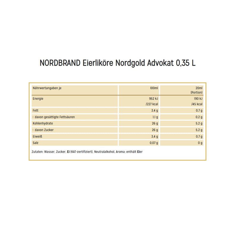 Eierlikör Nordgold Advokat, 0,35l 14% vol. - cremige Konsistenz