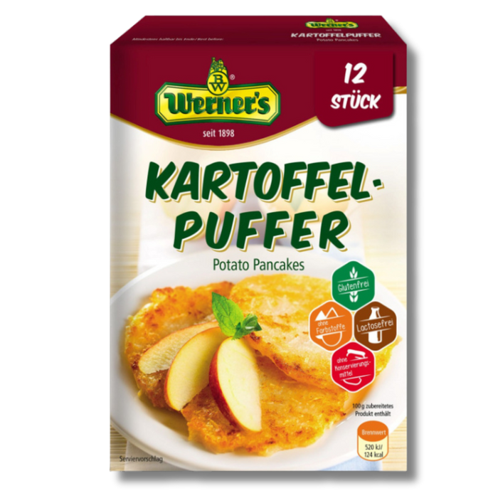 Werner's Kartoffelpuffer 12 Stk. - natürliche Zutaten - anrühen-ziehen lassen-ausbacken 120g