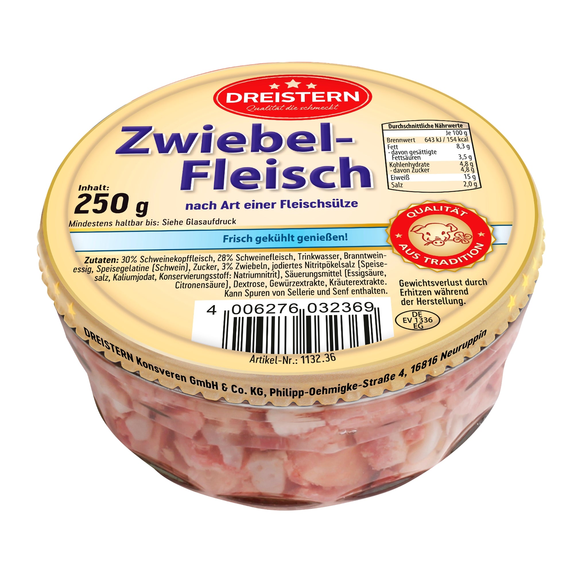 Dreistern Zwiebelfleisch nach Art einer Fleischsülze