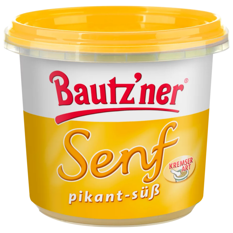 Bautzner Senf pikant-süß 200 ml – grobkörniger Senf nach Kremser Art, vegan, ohne Zusatzstoffe