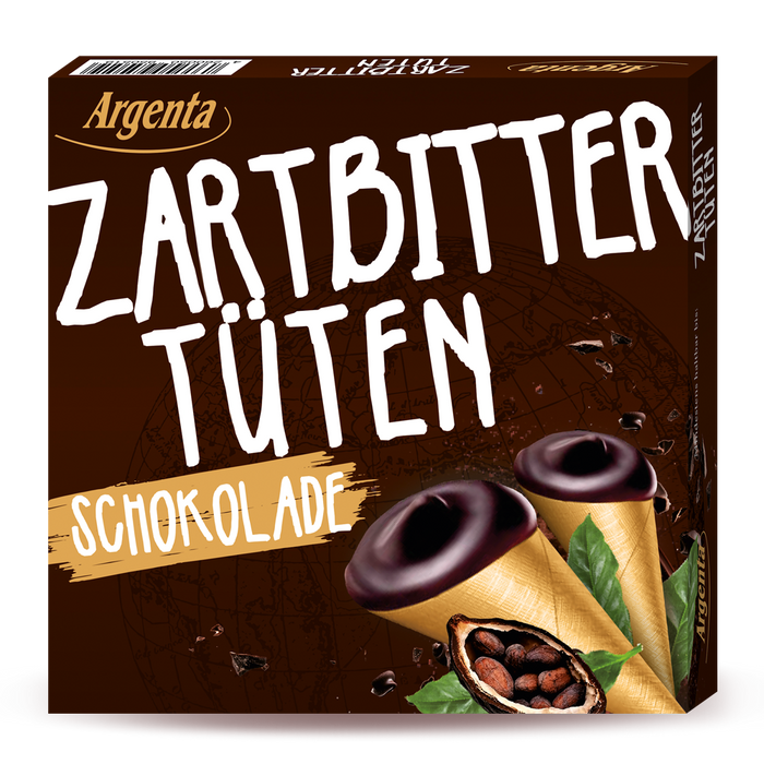 Argenta Zartbitter-Schokoladentütchen – 10 Spitztüten aus dunkler Schokolade, 100 g