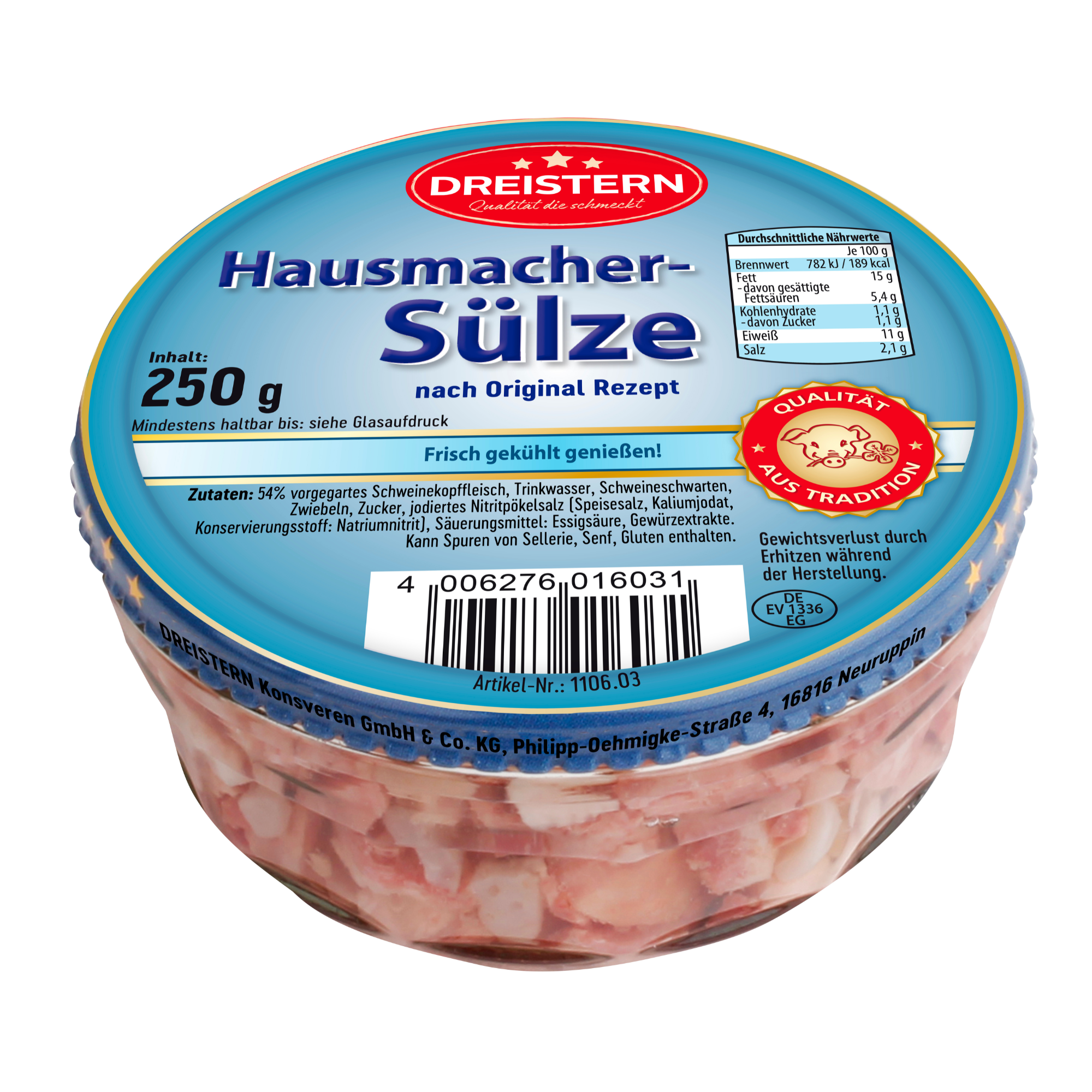 Dreistern - Hausmacher Sülze im Glas - herzhaft - Qualität vom Feinsten 250g