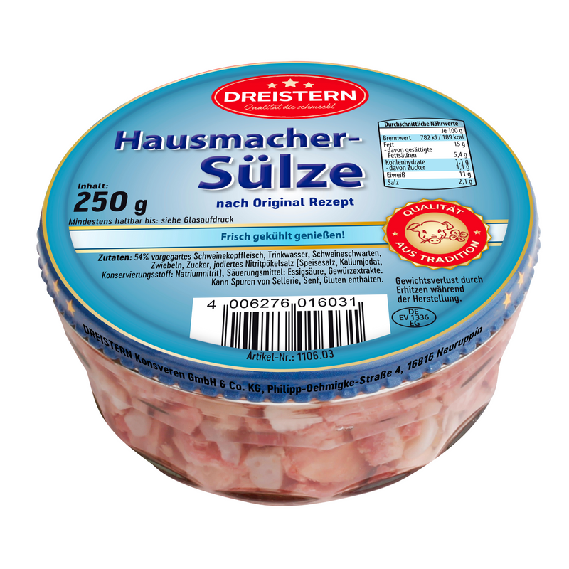 Dreistern - Hausmacher Sülze im Glas - herzhaft - Qualität vom Feinsten 250g