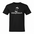 T-Shirt „Abblgriebsch“ – schwarzes Shirt mit weißem Frontaufdruck, 100 % Baumwolle, 185 g/m²