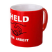 Kaffeebecher "Held der Arbeit" Rot Spülmaschinenfest.